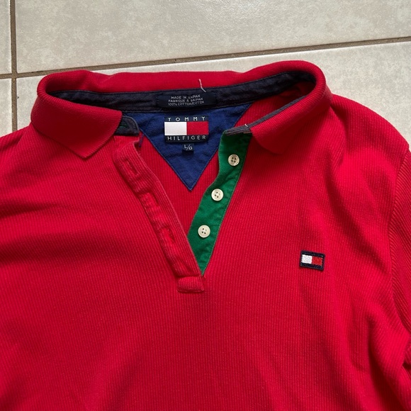Tommy Hilfiger Red Long Sleeve Polo Shirt - Picture 4 of 8